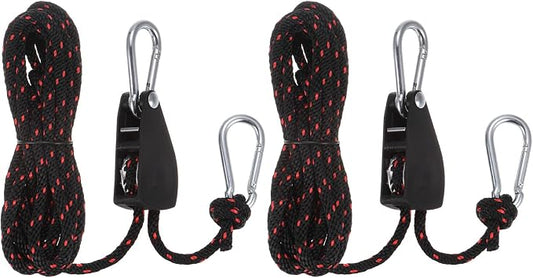 uxcell 2pcs 1/4" (6mm) Adjustable Rope Hanger with Metal Gears 11.8ft (3.6meter) Strap, Ratcheting Pulley System Bungee Cord for Hanging Plants Grow Light and Various Tie-Down Use