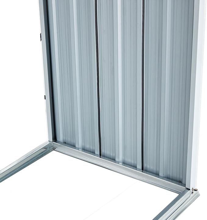 Galvanized Steel Log Storage Shed With Steel Floor Frame Raised Floor Slats Sloping Roof Design For Storing Your Firewood dark gray