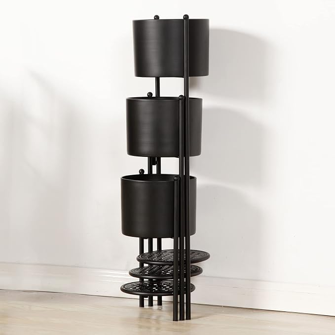 Corner Plant Stand Indoor Metal, 6 Tier 6 Potted Outdoor Flower Pot Stands Holder Shelves for Living Room, Potted Storage Shelf Rack, Decorative Holder Rack for Multiple Plants (Black)