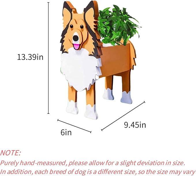 Sheltie Dog Planter Plant Pots,Cute Garden Dog Flower Planter,Dog Planters Birthday Gifts for Women,Office,Indoor/Outdoor Decor（9.45 * 8.66 * 13.39in