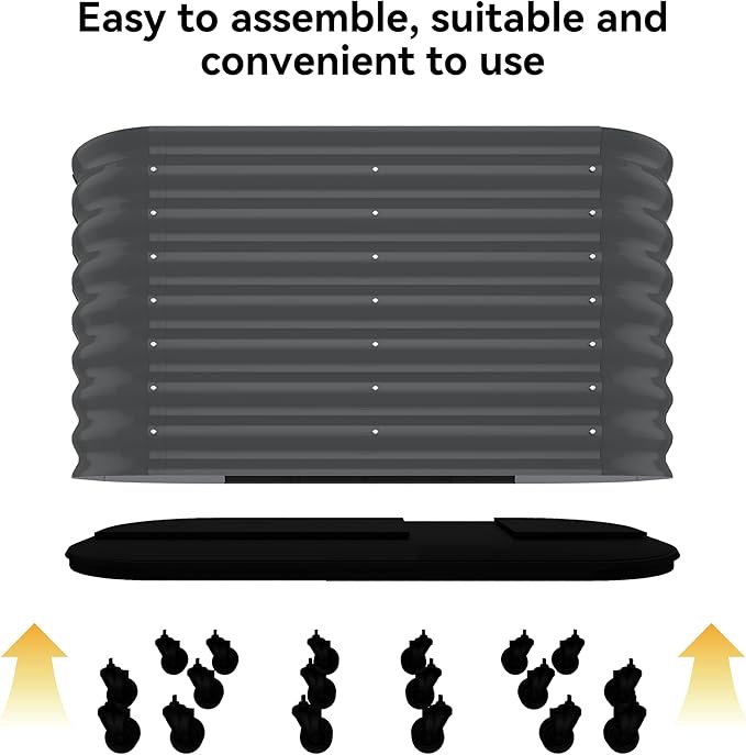 GarveeHome Self-Watering Wheeled Metal Garden Bed – Mobile Raised Planter Box with Water, Galvanized Steel Indoor/Outdoor Rolling Grow Station for Herbs, Veggies & Decor （59 in x23.6 in x27.5,Gray
