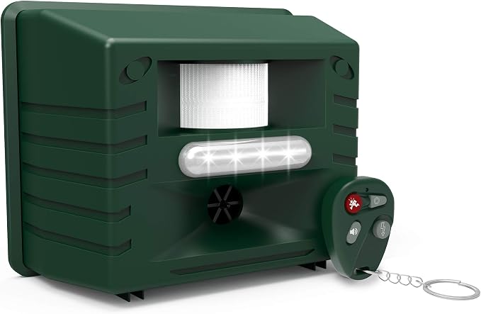 ASPECTEK Yard Sentinel Ultrasonic Animal Repeller with Remote Control and Strobe Light, Motion Sensor Pest Deterrent for Deer, Raccoons, Bears, Coyotes and Skunks, Farm, Garden and Lawn Protection