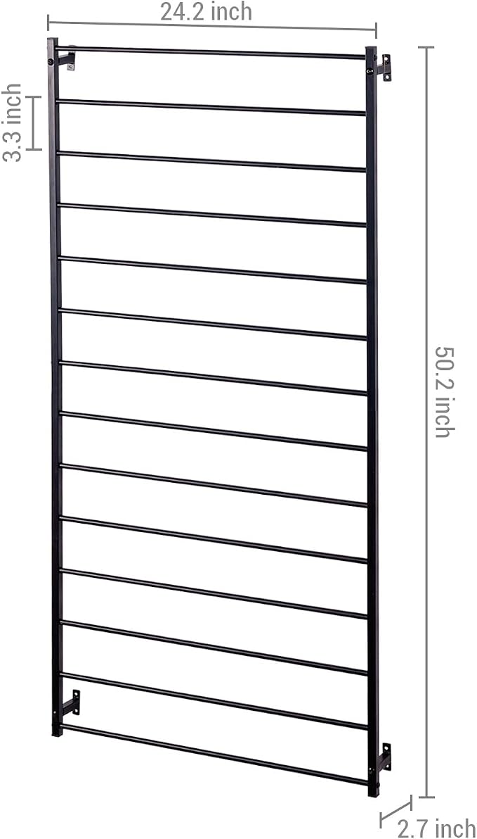 MyGift 4 Foot Tall Modern Matte Black Metal Wall Mounted Horizontal Bars Trellis, Outdoor Hanging Support Frame for Climbing Garden Plants and Crawling Vines, Set of 2