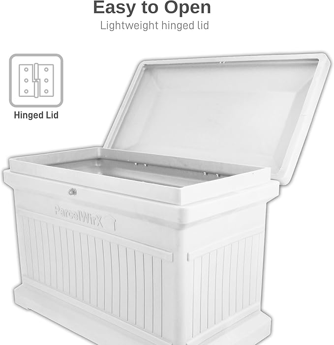 RTS Home Accents ParcelWirx Premium Horizontal Storage Cabinet/Lockable Package Delivery Box with Hinged Lid, Slate Grey