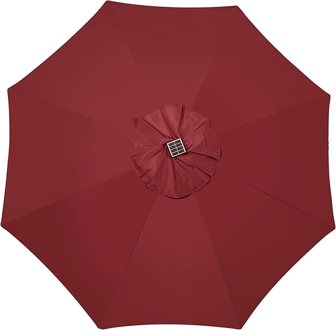 Blissun 9 ft Solar Umbrella, 32 LED Lighted Patio Umbrella, Table Market Umbrella, Outdoor Umbrella for Garden, Deck, Backyard, Pool and Beach (Burgundy)