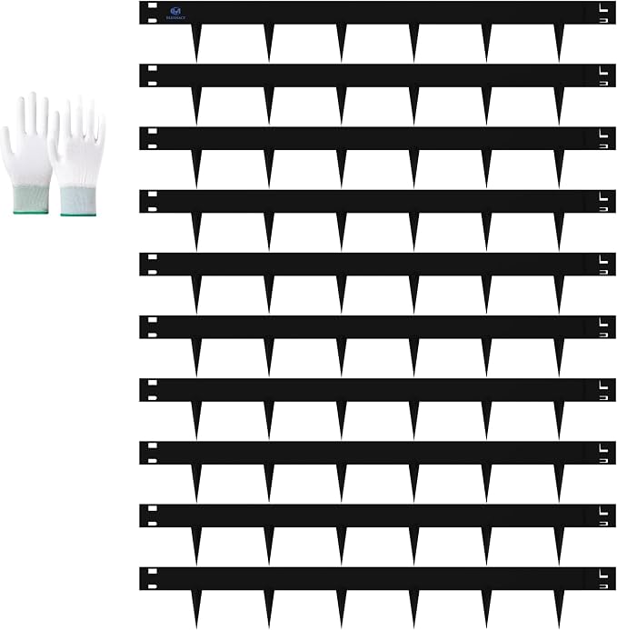 33ft. Metal Edging for Landscaping, 10 Pack 5 Inch Galvanized Steel Landscape Edging for Yard Pathway & Flower Beds, Metal Garden Edging with a Pair of Gloves (Black, 40" L x 5" H Each)