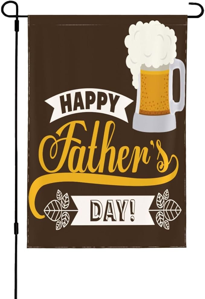 Delerain Happy Father's Day Garden Flag, 12.5 x 18 Inch Double Sided Design Weather Resistant Indoor & Outdoor Decoration Small Banner for Home Yard Lawn Patio Office