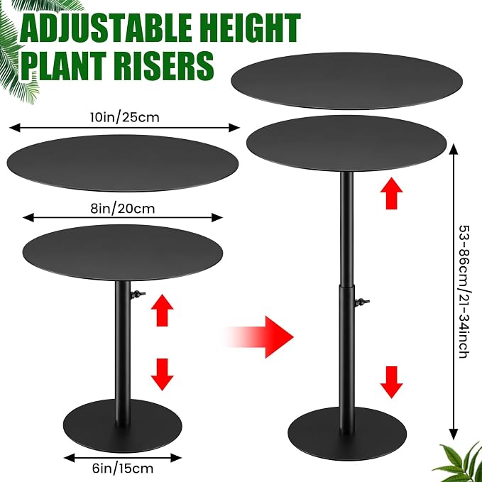 Novabright 3 Pack Adjustable Plant Riser for Inside Pot 21-34" Planter Inserts for Large Pots Metal Pot Fillers for Tall Square Round Taper Planters Container Indoor Outdoor (6''8" 10" Base or Top)