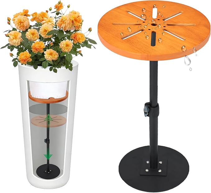 Plant Risers for Inside Pots,Adjustable Planter Insert for Large Pots,Plant Filler Lift Insert Flower Pot Riser for Outdoor Indoor Tall Large Planter Container,17-32” Rise,8" Base, 10" Top-1pack