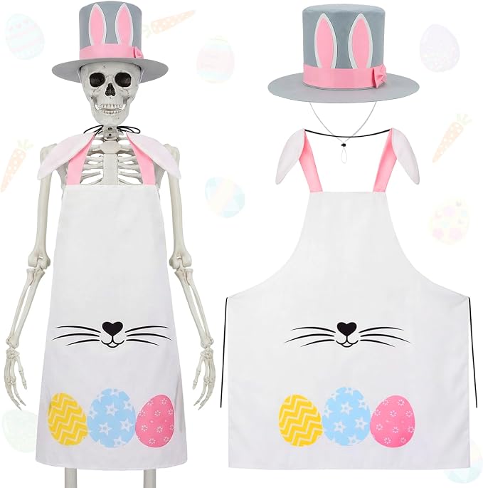 Mepase 12ft Skeleton Costume Accessories Set Oversize Hat and Apron Prop Giant Outdoor Indoor Yard Garden Lawn Decoration