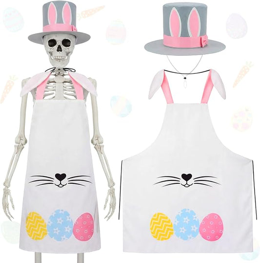 Mepase 12ft Skeleton Costume Accessories Set Oversize Hat and Apron Prop Giant Outdoor Indoor Yard Garden Lawn Decoration