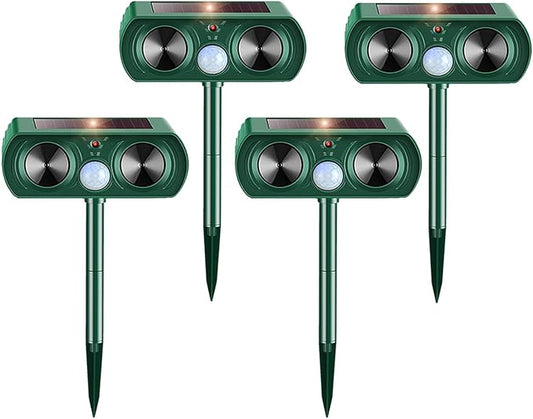 4 Packs Deer Repellent Devices 2026 Solar Power Animal Repeller with Motion Sensor & Ultrasonic Sound, Outdoor Animal Deterrent Devices for Garden Yard Patio to Repel Deer Cat Rabbit Raccoon Dog