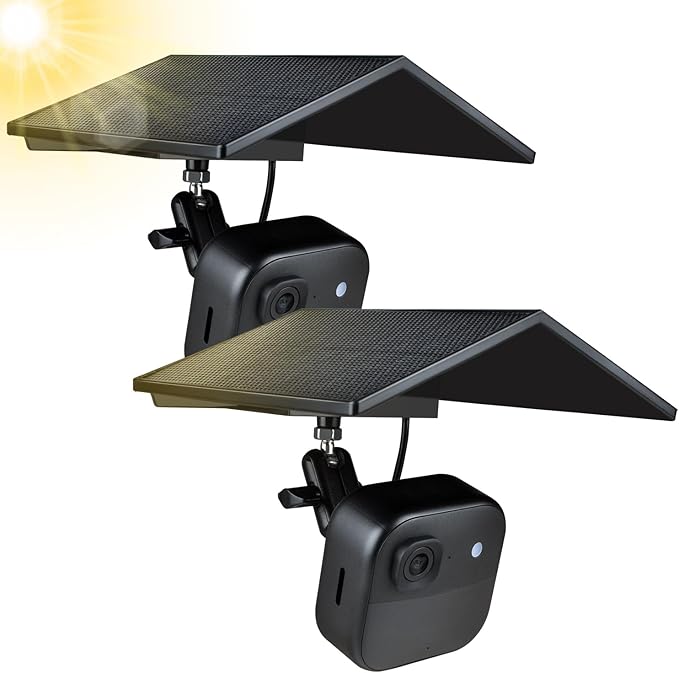 Solar Panel for Blink Camera, Waterproof Solar Charger Compatible with Outdoor 4 / 2K+ / XT / XT2, Continuous Power Supply (2Pack,Not for Blink Mini, Camera Not Included)
