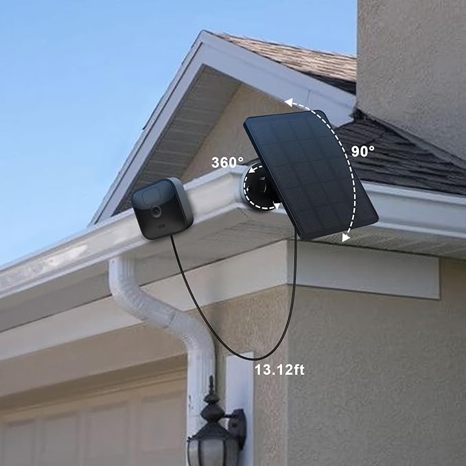4W Solar Panel for Blink Outdoor 3 (3th Gen) Camera, Solar Panels with Micro USB Port, Rubber Plug, IP65 Waterproof, 13.12Ft Cable