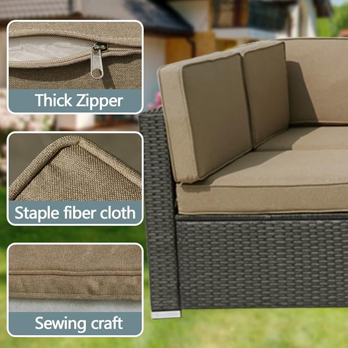 14Pcs Outdoor Cushion Covers Replacement Washable w/Zipper for 6-Seaters Sofa Patio Slipcovers Set Seat and Back Covers Only-25x25x3.15inch