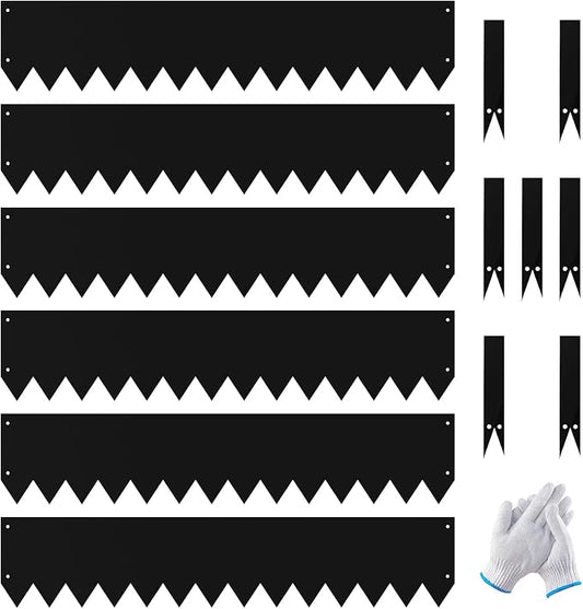 20Ft.Galvanized Steel Landscape Edging(6-Pack)-6"x40" Metal Garden Edging,7 Clips&Gloves,Hammer-in,No Dig,Rustproof,for Landscaping,Tree Rings,Garden,Yard&Pathway–Black