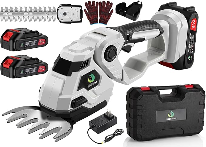 Cordless Hedge Trimmer,Cordless Grass Shears,2-in-1 Bush Trimmer,Cordless Grass Shear Bush Trimmer& Shrubbery Trimmer,Hedge Shear with 2 PCS Rechargeable Battery and Charger for Garden, Lawn.