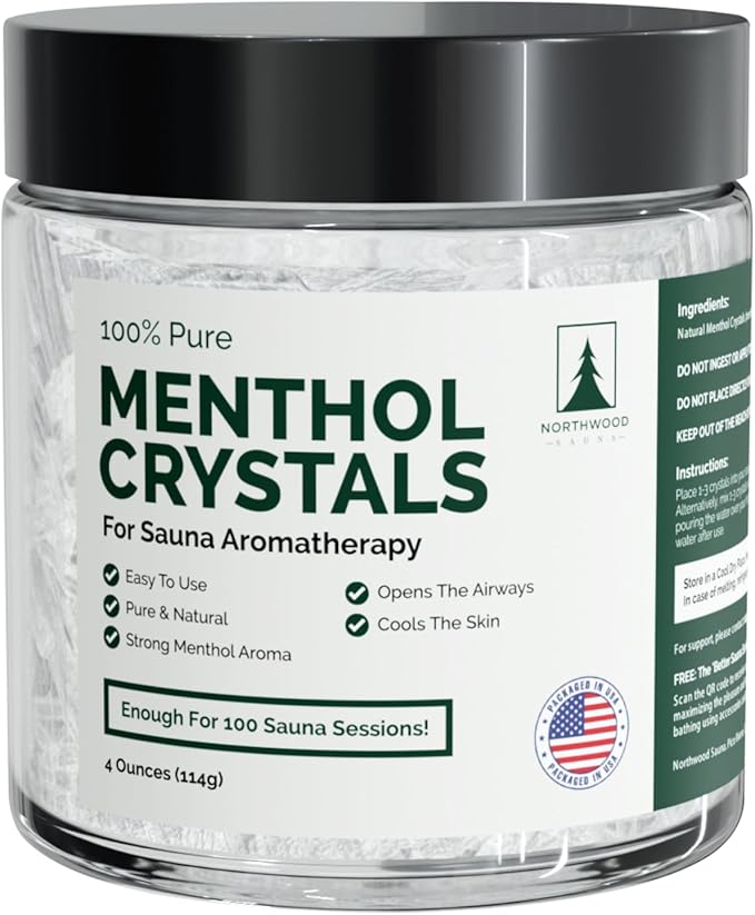 Northwood Sauna - Sauna Menthol Crystals - 100% Pure & Natural - Cooling Aromatherapy Scent & Ice Sensation - 4 Ounces