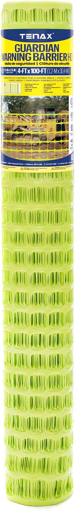 Tenax 2A250095 Guardian Warning Barrier HD 4'x100' Fluorescent Saftey Fence USA Made