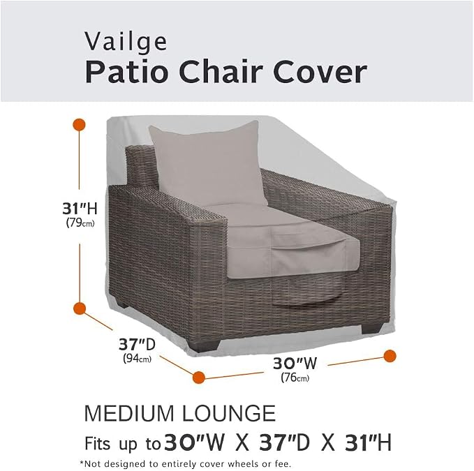 Vailge Patio Chair Covers, Lounge Deep Seat Cover, Heavy Duty and Waterproof Outdoor Lawn Patio Furniture Covers (Grey, 4 Pack-Medium)