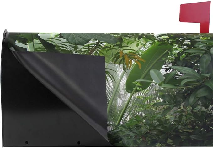 ZZKKO Magnetic Mailbox Covers Natural Jungle Rainforest Tropical Plants Letter Box Cover Colorful Painting Graden Outdoor Decorations,20.8x18 Inch Standard Size,Multicolor