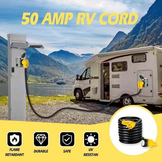 50 Amp 40FT 6/3+8/1 Gauge Generator Cord and Power Inlet Box Combo Kit NEMA 14-50P Male to SS2-50R Twist Locking with Inlet Box for Generator and RV Camper to House ETL Listed