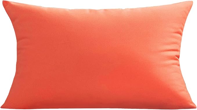 VAKADO 12x20 Outdoor Waterproof Throw Pillow Covers Set of 2 Decorative Outside Patio Furniture Cushion Cases Decor for Garden Bench Porch Couch Tent,Orange
