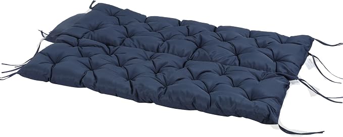Outsunny 59" x 38" Tufted Bench Cushion for Outdoor Furniture, 3-Seater Replacement for Swing Chair, Patio Sofa/Couch, Overstuffed, Includes Backrest, Dark Blue