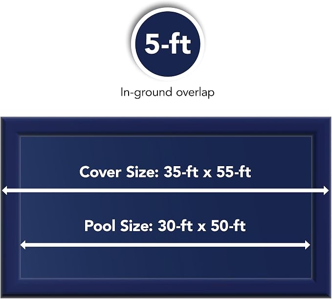 Blue Wave BWC974 Gold 15-Year 30-ft x 50-ft Rectangular In Ground Pool Winter Cover,Royal Blue | Solid polyethylene, black underside, heat-sealed seams, grommets, cable, winch, 5-ft overlap, 15-yr support, blocks debris
