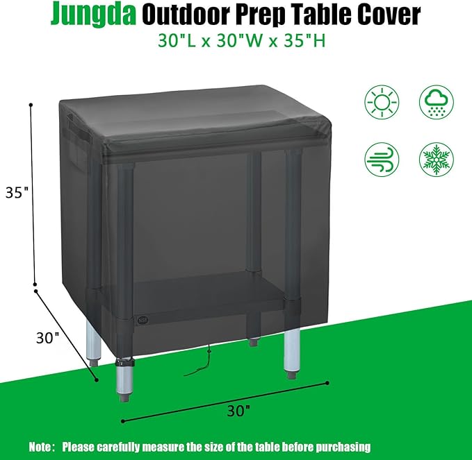 Outdoor Prep Table Cover, 30 Inch Waterproof Stainless Steel Prep Cart Cover, Outdoor kitchen Grill Bbq Food Prep Table Covers - 30 x 30 x 35 Inch