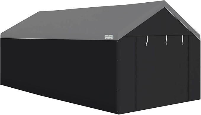 Caravan Canopy Car Tent Sidewalls for Carport, Garage & Shed, Domain, 10 x 20 Ft, Black (Roof and Canopy Not Included) - Portable Vehicle and Motorcycle Shelter - Large Outdoor Storage