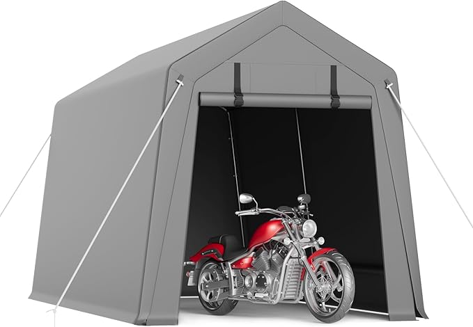 7x15 FT Heavy-Duty Storage Shed Tent,Waterproof Tarp with 2 Zipper Doors, Outdoor Shelter for Garden Tools, Bikes, Motorcycles & Wood