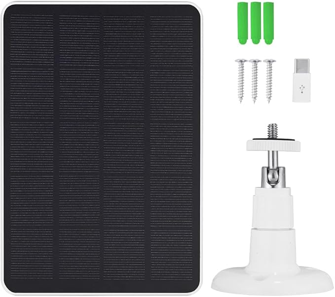 Solar Panel Charger -Weather Resistant, 4W 5V Solar Panel Wall Mounting Low-Power Solar Charging Panel Waterproof for Doorbell Security Camera,Bird Feeder Camera etc. with 300cm Cable Bracket
