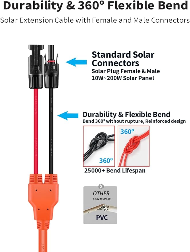 10FT Solar to XT60 Connector Charge Extension Cable 12AWG 3M, Tonton M-C-4 to XT60 Adapter Solar Cable for ECOFLOW RIVER & DELTA Series Portable Power Station, Solar Generator, RV Foldable Solar Panel