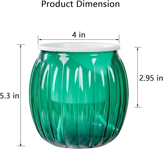 Cornasee 4" Pumpkin Planter Self Watering Pot, 4-Pack Small Plastic Planters for Indoor Plants,Snake Plant,Succulent,African Violets Green