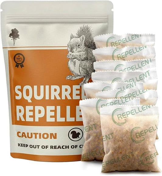 Squirrel Repellent Outdoor, Chipmunk Repellent Outdoor, Squirrel Deterrent for Attic/Garden/Bird Feeders, Keep Squirrels Out of Potted Plants, Covers 120 Sq Ft, 60 Days Protection - 8 Packs