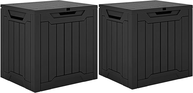 YITAHOME 31 Gallon Deck Boxes Set of 2, Lockable Outdoor Storage Bins for Patio Cushions, Garden Tools, Weather-Resistant Resin Storage Solution, Black