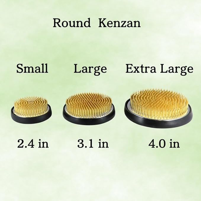 Authentic Japanese Round Kenzan Flower Frog – Made in Japan Ikebana Pin Holder for Flower Arranging (Round 3.1 in, Gold)