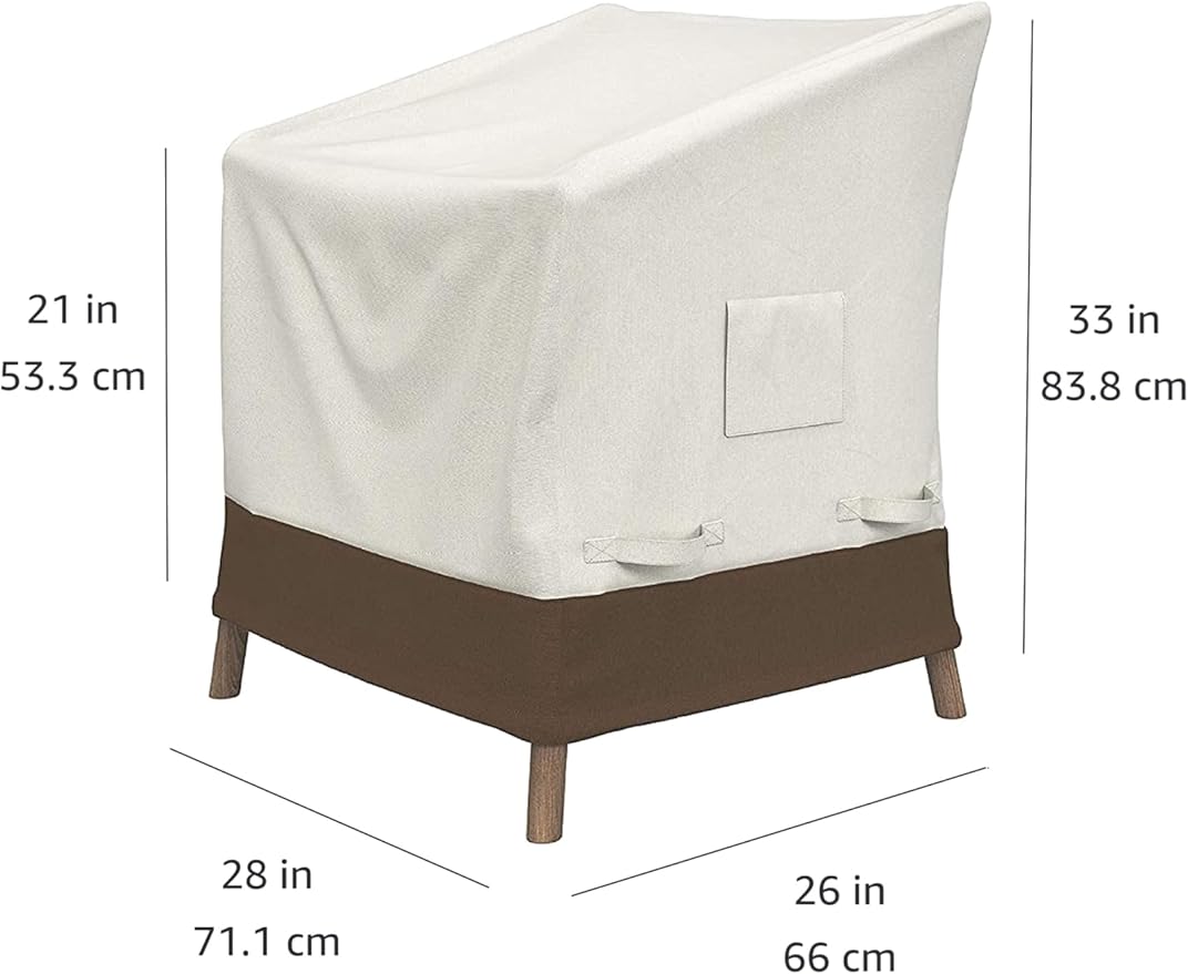 Amazon Basics Outdoor Patio Chair Covers, Waterproof, Anti-UV, Weather Resistant, Durable, Set of 2, Beige/Tan