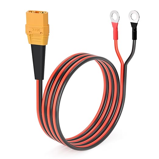 ELFCULB XT90 to O Ring Terminal Cable, 10AWG XT90 Female Connector to O Ring for RC Lipo Battery FPV Racing Drone Portable Power Station(6FT)