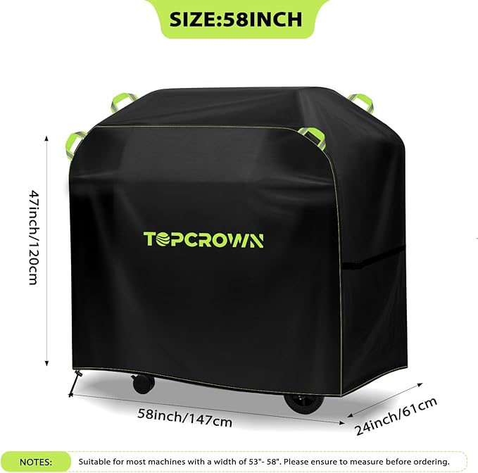 TOPCROWN Grill Cover for Outdoor Grill, Universal Fit 45"-75" BBQ Gas Grill Waterproof Anti-UV Oxford Fabric Windproof Design with Adjustable Straps, Fits Weber/Char-Broil/Nexgrill and More (58")