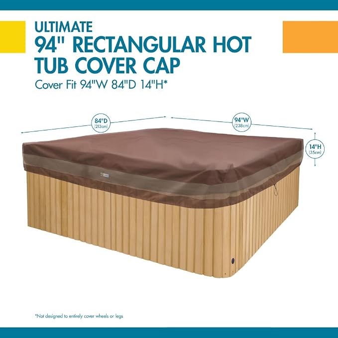 DUCKCOVERS® Ultimate Waterproof 94 Inch Rectangle Hot Tub Cover, Outdoor Spa Cover