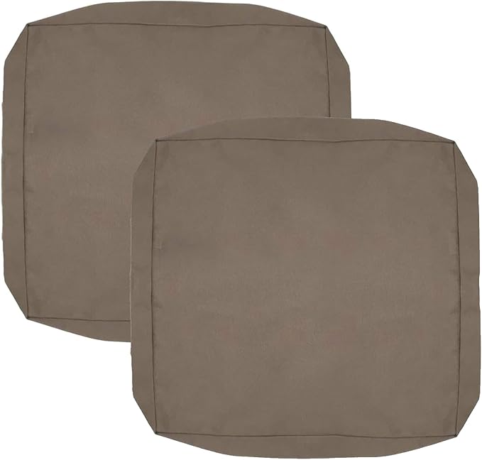 FLYMEI Patio Cushion Covers 18x18x2 Waterproof Outdoor Cushion Cover Replacement 2Packs Outdoor Seat Cushion Slipcover for Rattan Chair Sofa, Taupe
