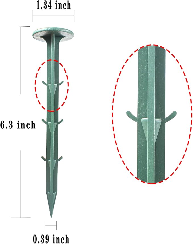6-Inch Plastic Stakes Sturdy Lawn Nails Anchors Rustproof(200) | Plastic Garden Lawn Nails for Holding Down Landscape Fabric Lawn Edging, Weed Barrier, Tents, Game Nets and Rain Tarps