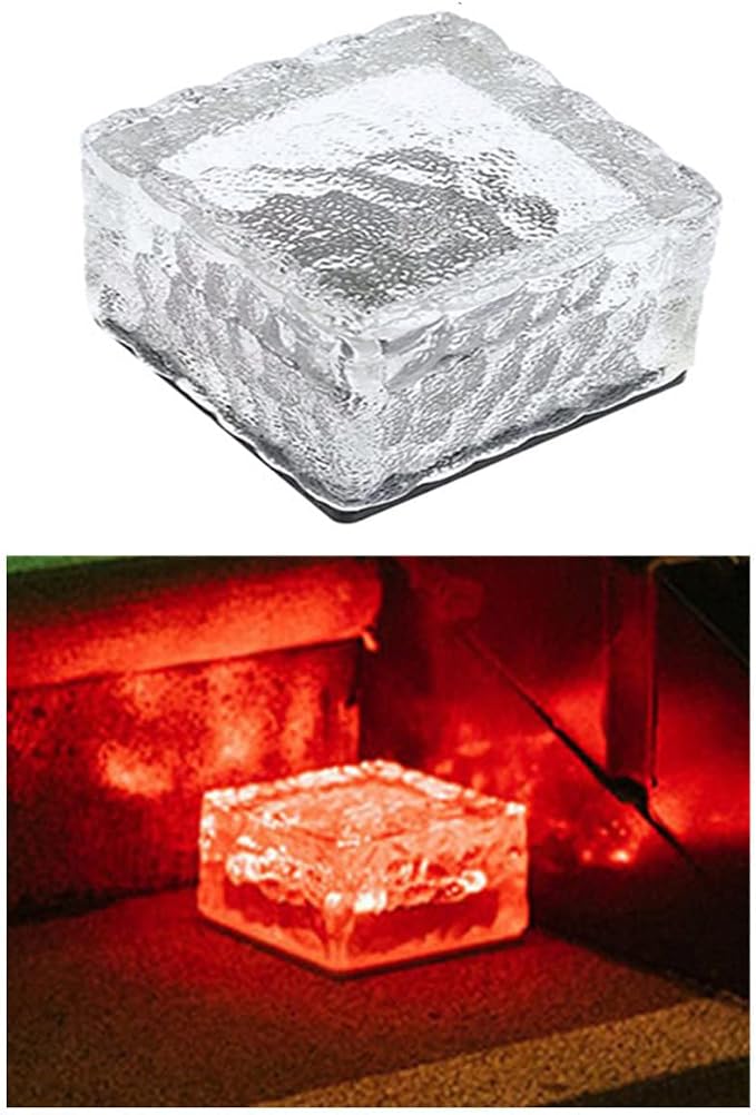 Outdoor Ice Cube Bricks Rocks Lights Solar Powered LED In Ground Pathways Patio Yard Garden Glow Lights Decor