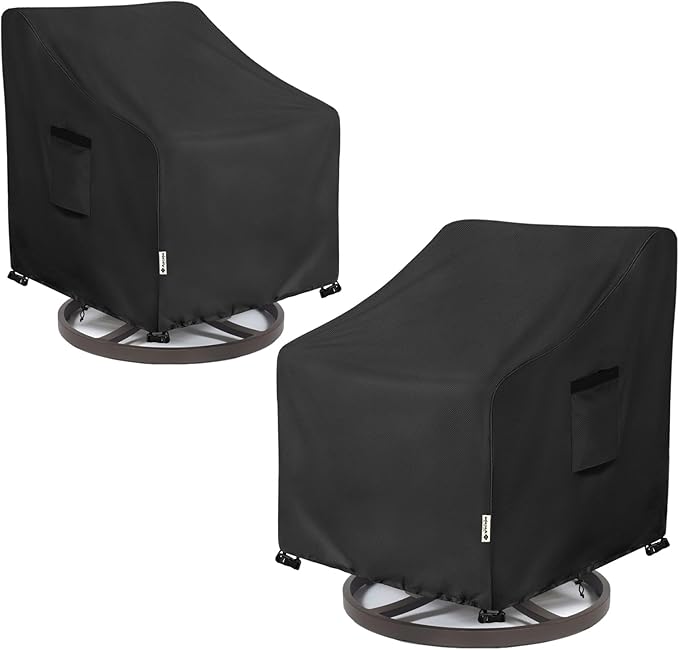 Patio Chair Covers Waterproof Patio Furniture Covers,33W x 37D x 38 H Inches Outdoor Swivel Chair Cover 2 Pack -Black