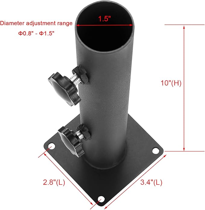 Patio Umbrella Base Heavy Duty Umbrella Holder Outdoor Umbrella Base Stand Mount Double Hand-Turn Knob for Deck,Patio, Dock,Boat,Courtyard Balcony,Garden,Pontoons,Picnic Table