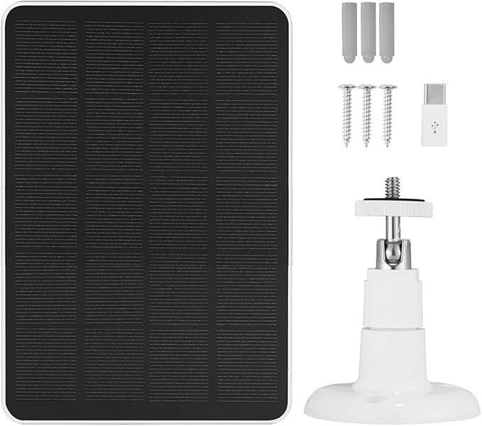 Solar Panel Camera Charger Fit for Bird Feeder, TP-Link Tapo TC82, Arlo Essential Spotlight 2nd Gen 3rd,Arlo Pro 6th，Roku Camera Plus, Ring Spotlight Cam Plus/Pro 5V 7W Solar Panel USB C Cable