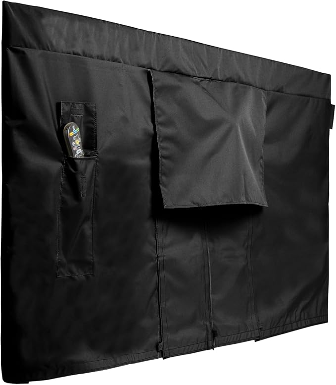 Covermates Outdoor Full TV Cover – Water-Resistant All-Weather Protection for Mounted & Freestanding TVs, 12-Gauge Vinyl with Remote Pocket & Secure Touch Fastener Closure, 60-64 Inches, Black