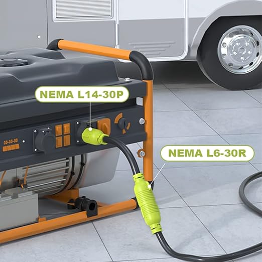 NEMA L14-30P to NEMA L6-30R,30 Amp Adapter 4 Prong to 3 Prong Lock Connection,Welder Generator EV Power Conversion Cord,STW 10 Gauge,ETL Listed(1FT)